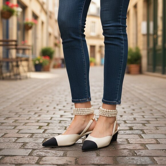 Chanel Flats With Pearls Straps - Picture 2 of 6